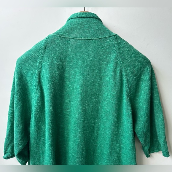 Eileen Fisher Linen Cotton Green Open Front Cardigan, Half Sleeve, M - Picture 7 of 10